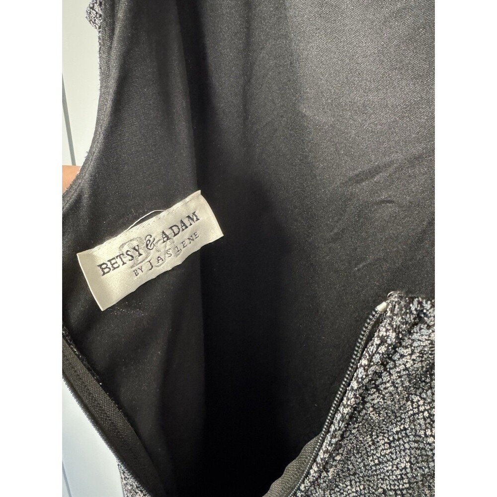 Betsy & Adam by Jaslene Womens Snakeskin Print Maxi Dress Grey Black Scoop Back - Picture 4 of 14
